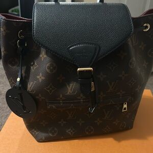 Louis Vuitton Backpack Monogram Montsouris NM PM M45515 Brown Black Women's
